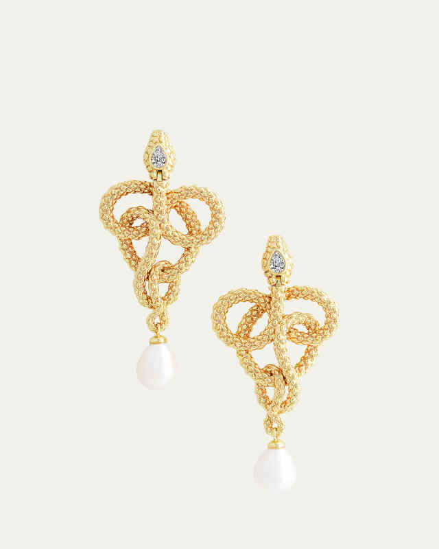 Serpent Pearl Drop Earrings